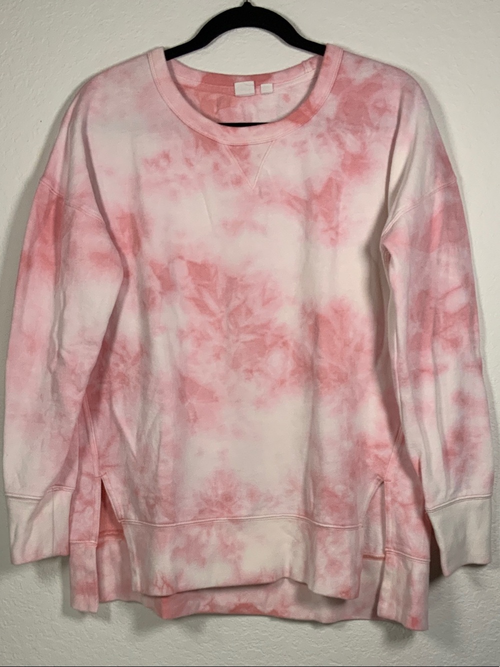 GAP Pink and White Tie-Dye Crewneck Sweatshirt